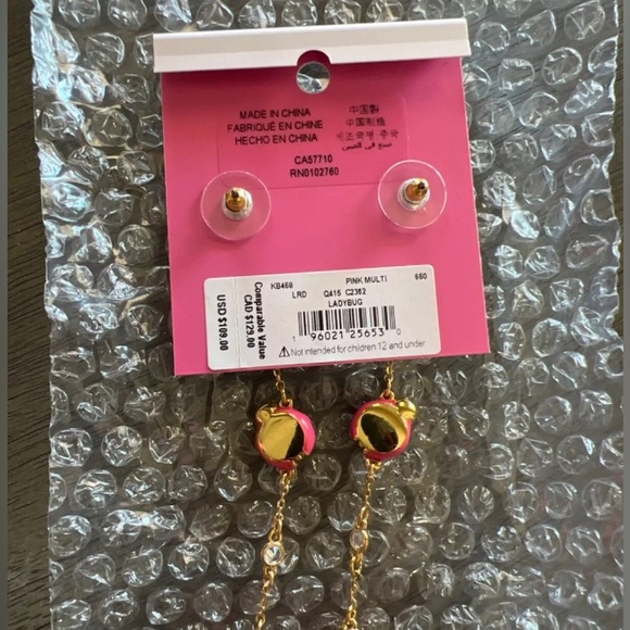 Kate Spade Ladybug Linear Earrings NWT Gold & Red - Picture 4 of 5